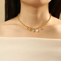 Copper 18K Gold Plated Simple Style Heart Shape Zircon Choker By Trendy Jewels