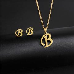 simple style letter stainless steel polishing no inlaid By Trendy Jewels