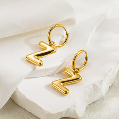 1 pair simple style letter plating stainless steel 18k gold plated ear clip By Trendy Jewels