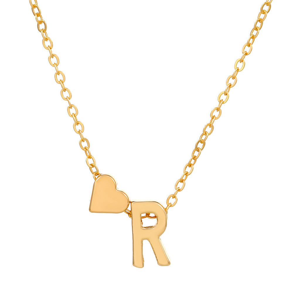 fashion love 26 english alphabet simple alloy necklace nhdp148728 By Trendy Jewels