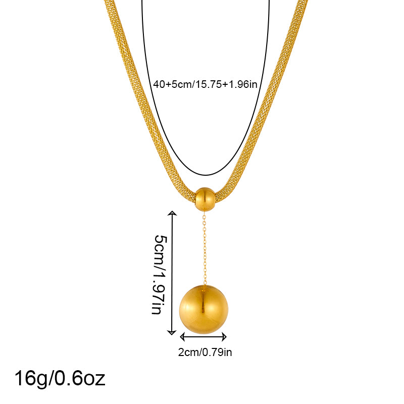 Titanium Steel 18K Gold Plated Vintage Style Simple Style Ball Pendant Necklace By Trendy Jewels