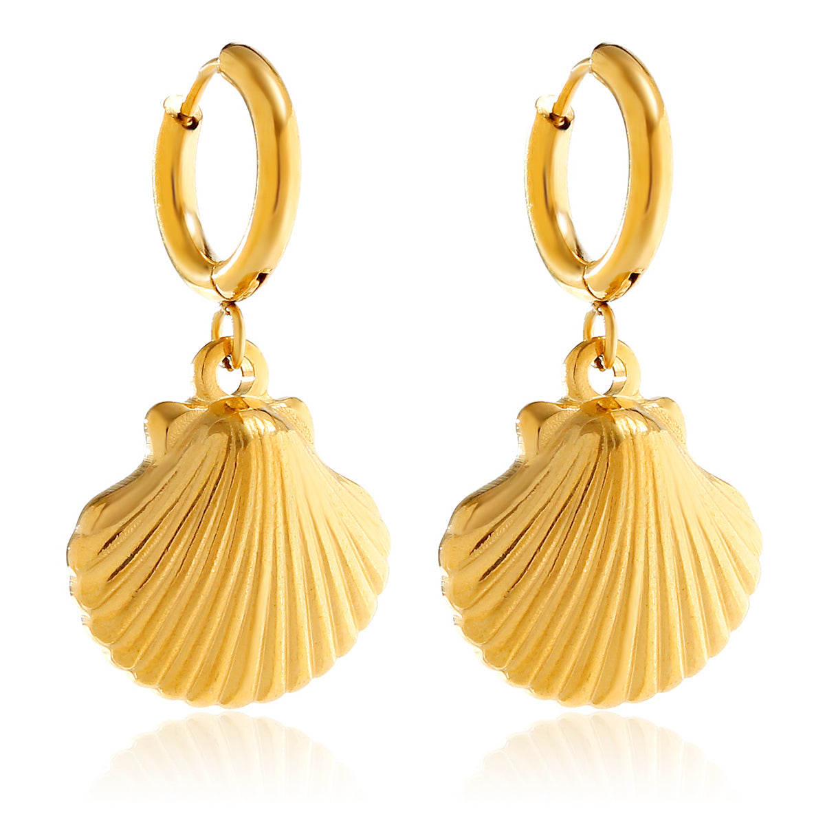 1 Pair Elegant Cute Shell Plating 304 Stainless Steel 18K Gold Plated Drop Earrings By Trendy Jewels