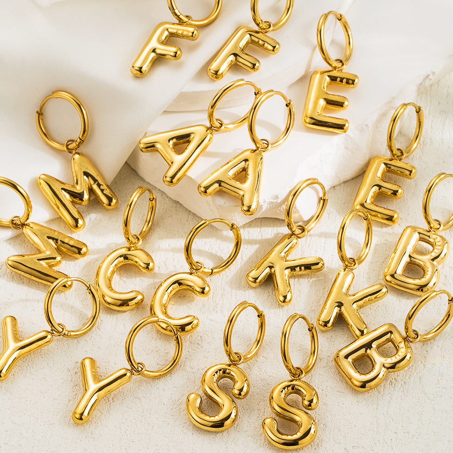 1 pair simple style letter plating stainless steel 18k gold plated ear clip By Trendy Jewels