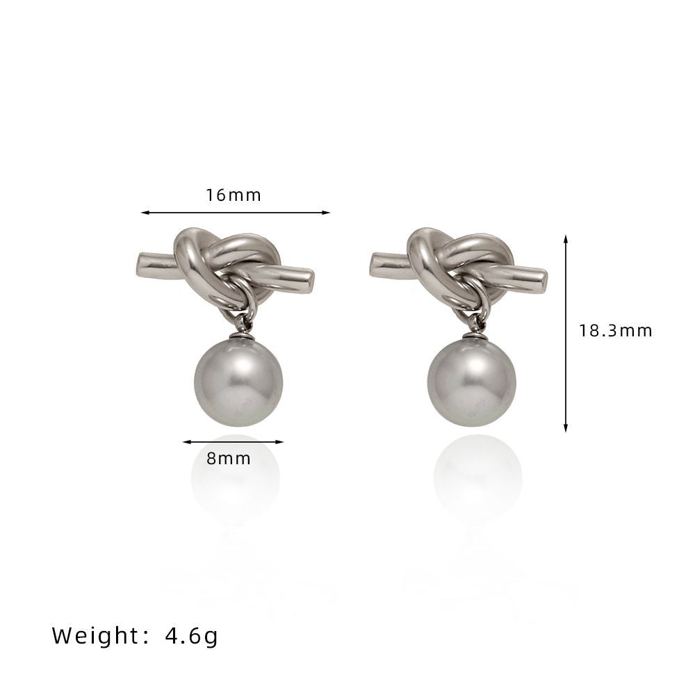 1 Pair Simple Style Solid Color Geometric Plating Inlay Titanium Steel 304 Stainless Steel Artificial Pearl Glass Pearl Drop Earrings By Trendy Jewels