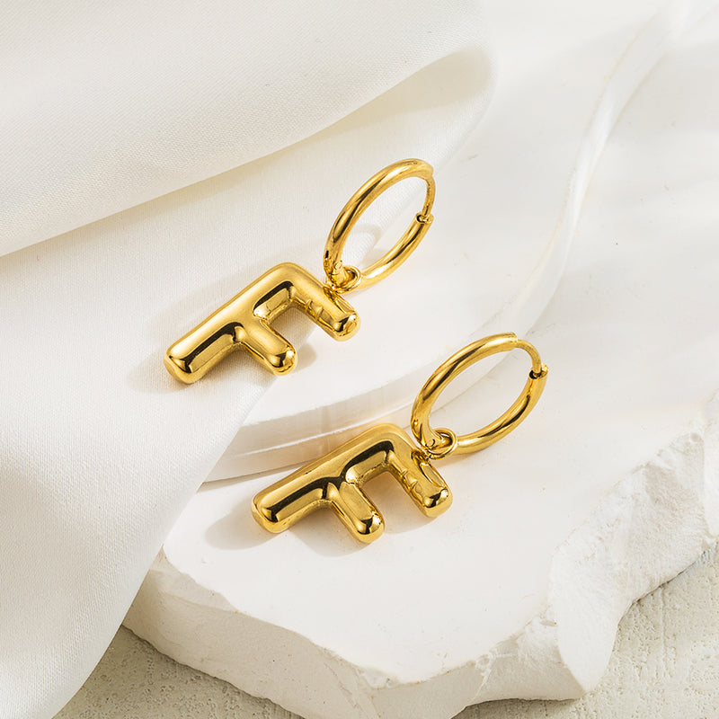 1 pair simple style letter plating stainless steel 18k gold plated ear clip By Trendy Jewels