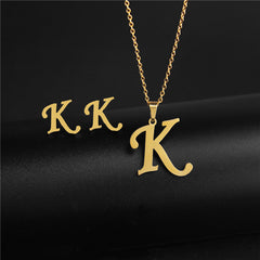 simple style letter stainless steel polishing no inlaid By Trendy Jewels