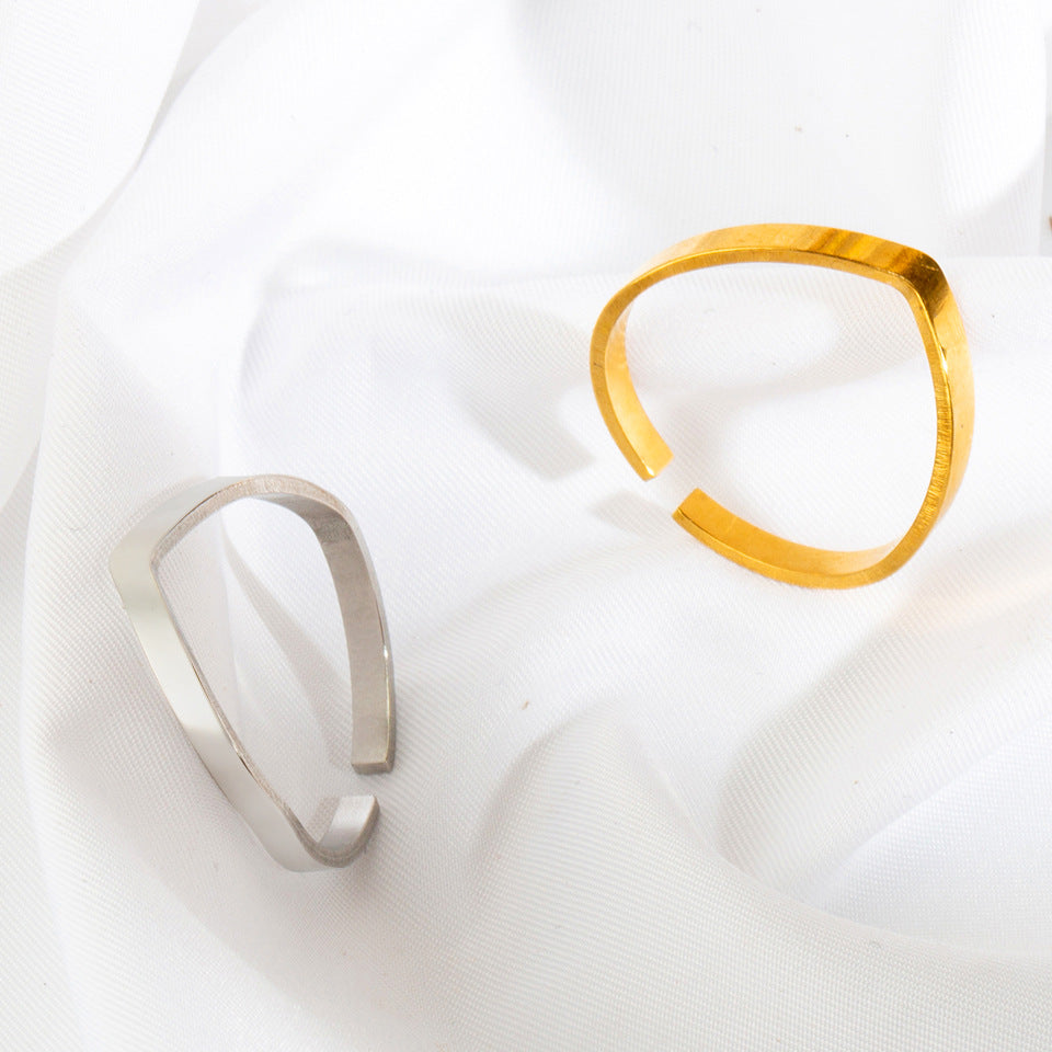 simple style geometric stainless steel open rings By Trendy Jewels