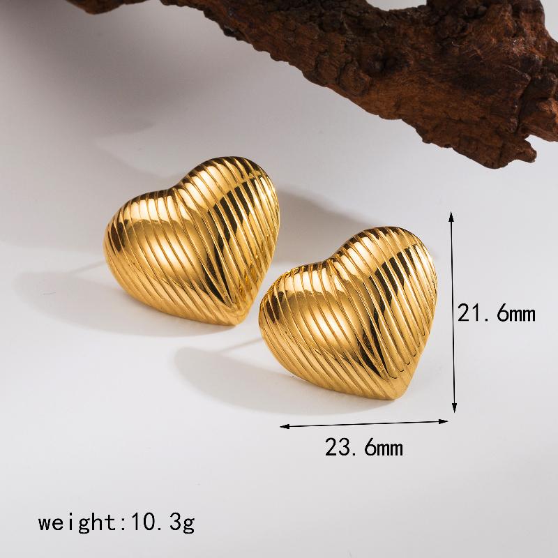1 Pair Simple Style Classic Style Commute Heart Shape Plating 304 Stainless Steel 18K Gold Plated Ear Studs By Trendy Jewels