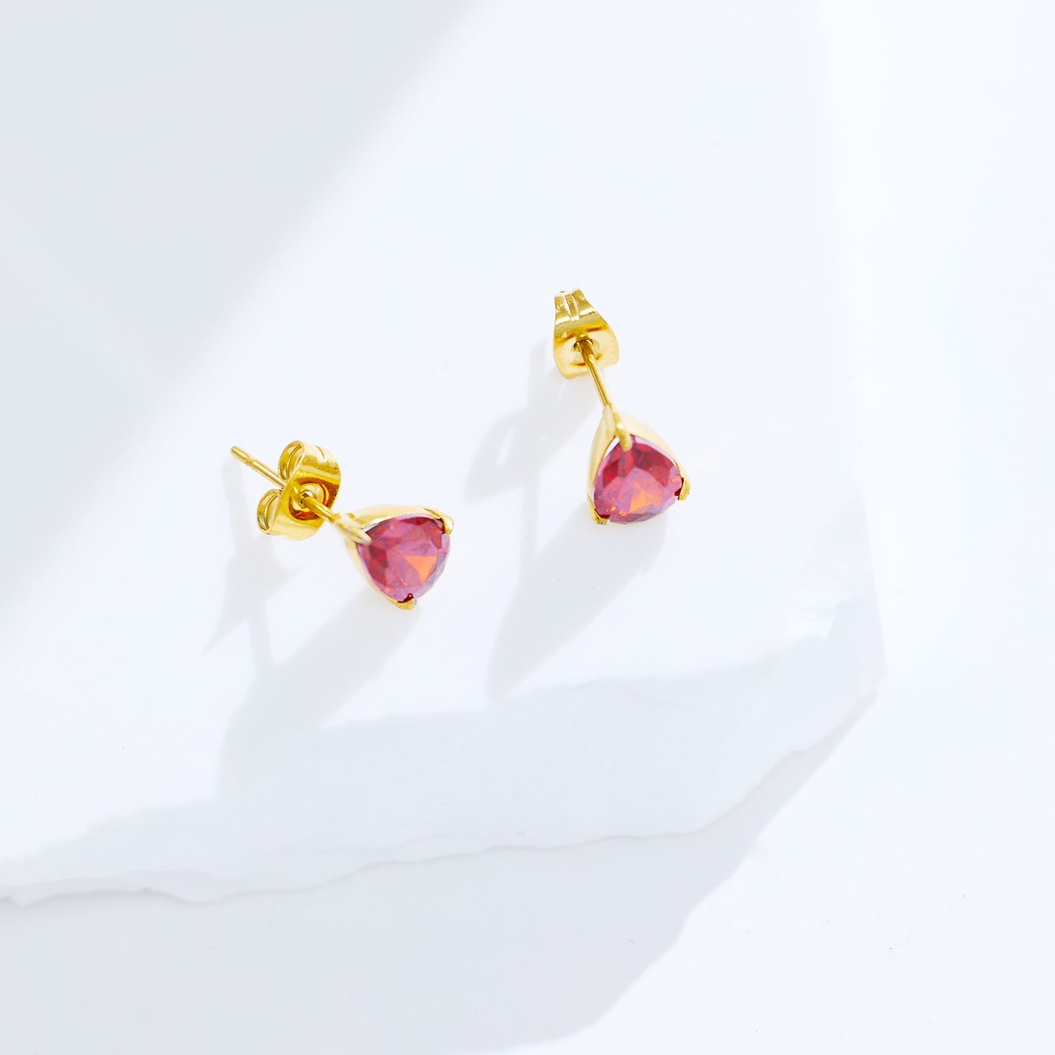 1 Pair French Style Water Droplets Inlay Titanium Steel Zircon 18K Gold Plated Ear Studs By Trendy Jewels