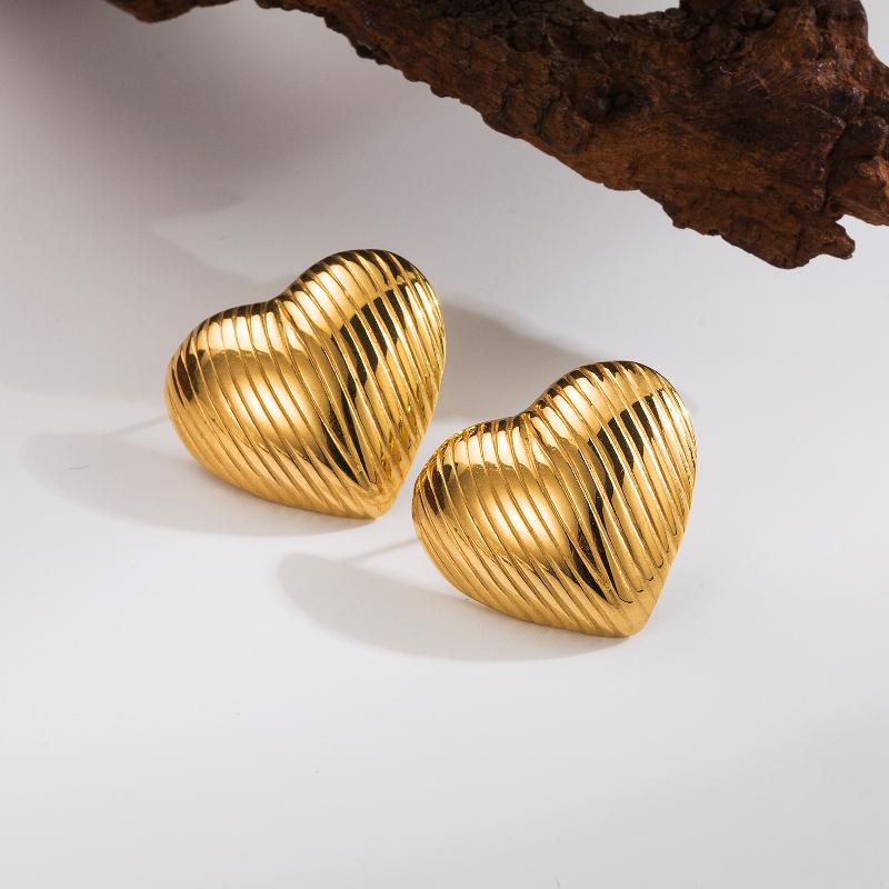 1 Pair Simple Style Classic Style Commute Heart Shape Plating 304 Stainless Steel 18K Gold Plated Ear Studs By Trendy Jewels