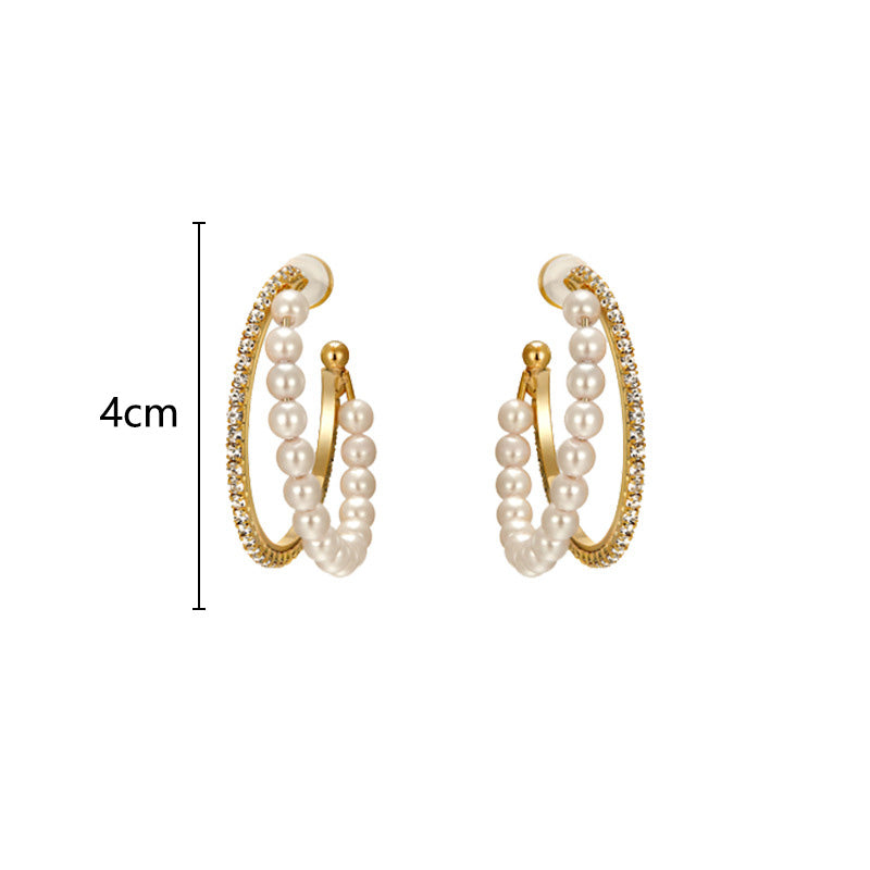 1 Pair Retro Geometric Inlay Alloy Zircon Earrings By Trendy Jewels