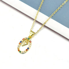 simple style letter stainless steel plating inlay zircon pendant necklace By Trendy Jewels