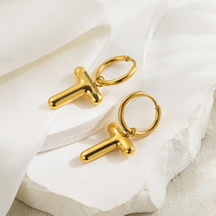 1 pair simple style letter plating stainless steel 18k gold plated ear clip By Trendy Jewels