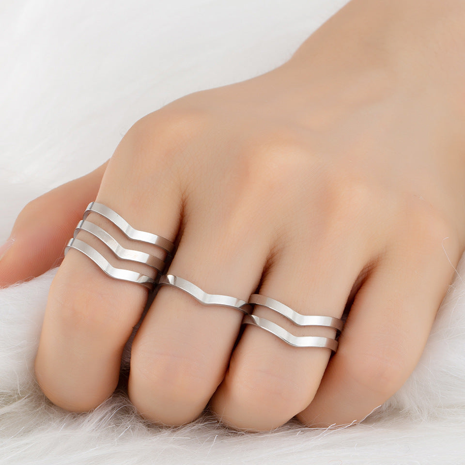 simple style geometric stainless steel open rings By Trendy Jewels