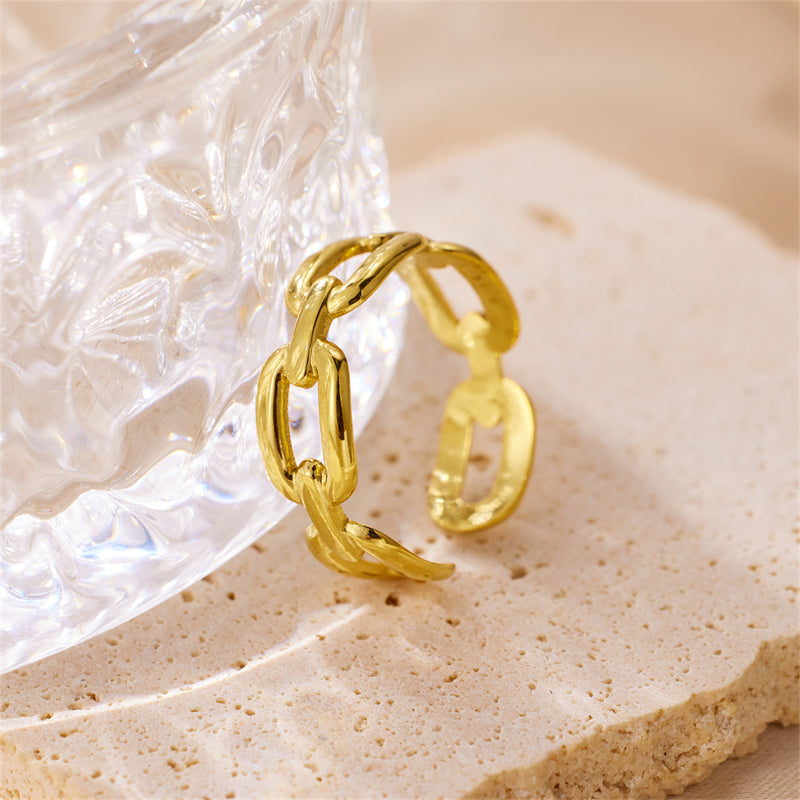 casual simple style classic style geometric stainless steel plating 18k gold plated open rings By Trendy Jewels