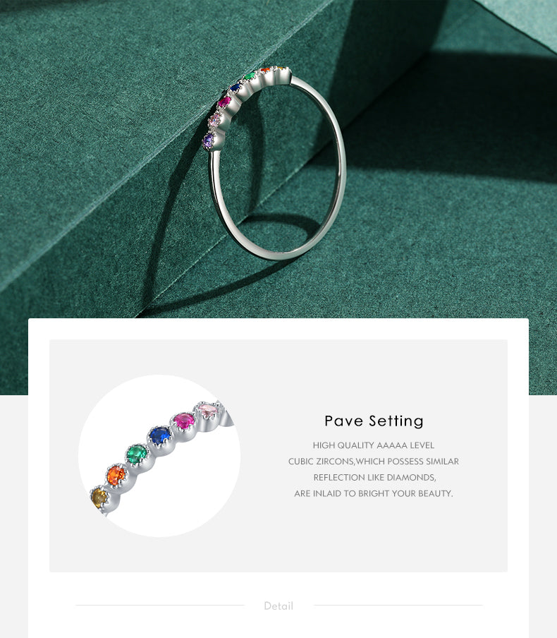 cute rainbow sterling silver plating inlay zircon 14k gold plated rhodium plated rings By Trendy Jewels