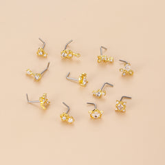 fashion flower bow knot stainless steel plating zircon nose studs 1 piece By Trendy Jewels