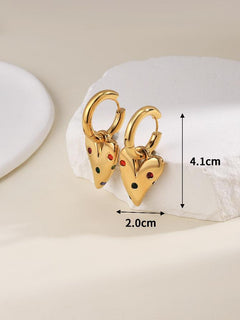 1 Pair Elegant Lady Heart Shape Inlay Stainless Steel Pearl Zircon 18K Gold Plated Drop Earrings By Trendy Jewels