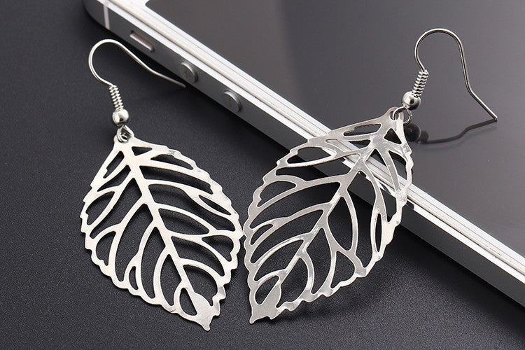 fashion leaf plating alloy no inlaid earrings By Trendy Jewels