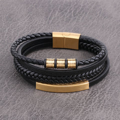 fashion cross rectangle stainless steel pu leather braid unisex bracelets By Trendy Jewels