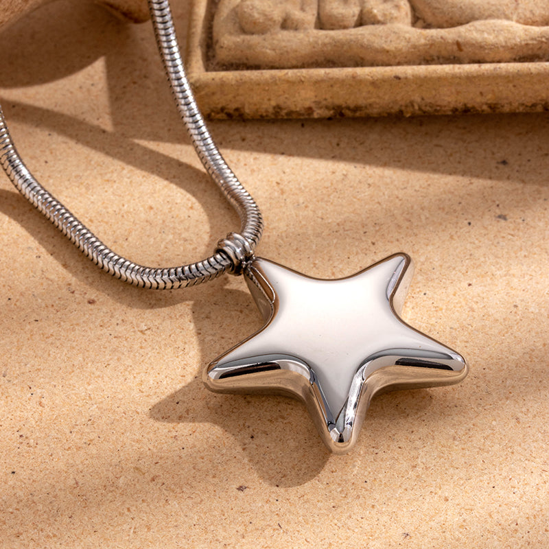 304 Stainless Steel 18K Gold Plated French Style Simple Style Star Earrings Necklace By Trendy Jewels