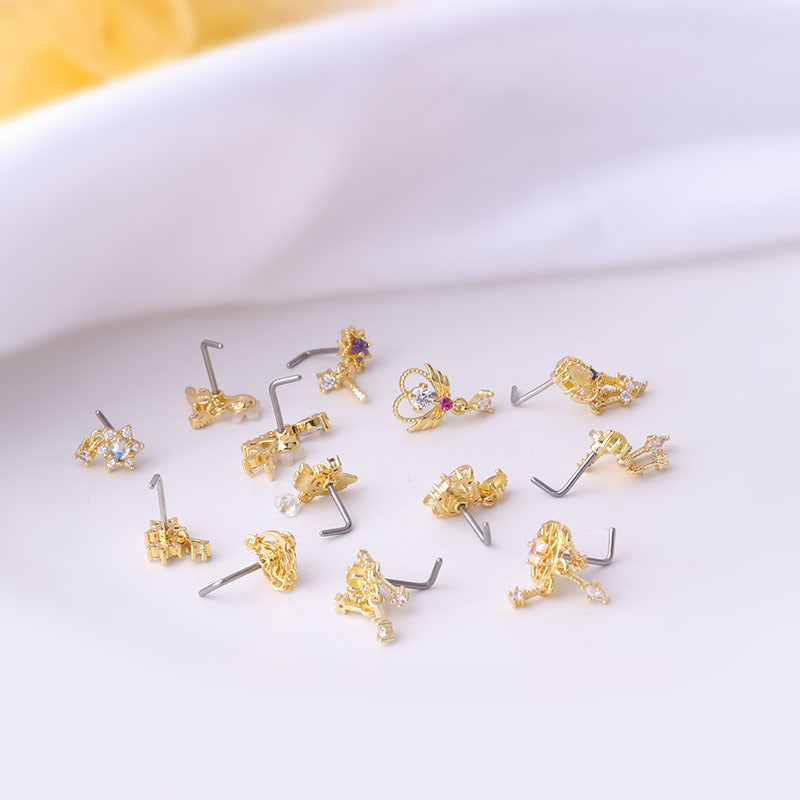 fashion flower titanium steel plating nose studs By Trendy Jewels