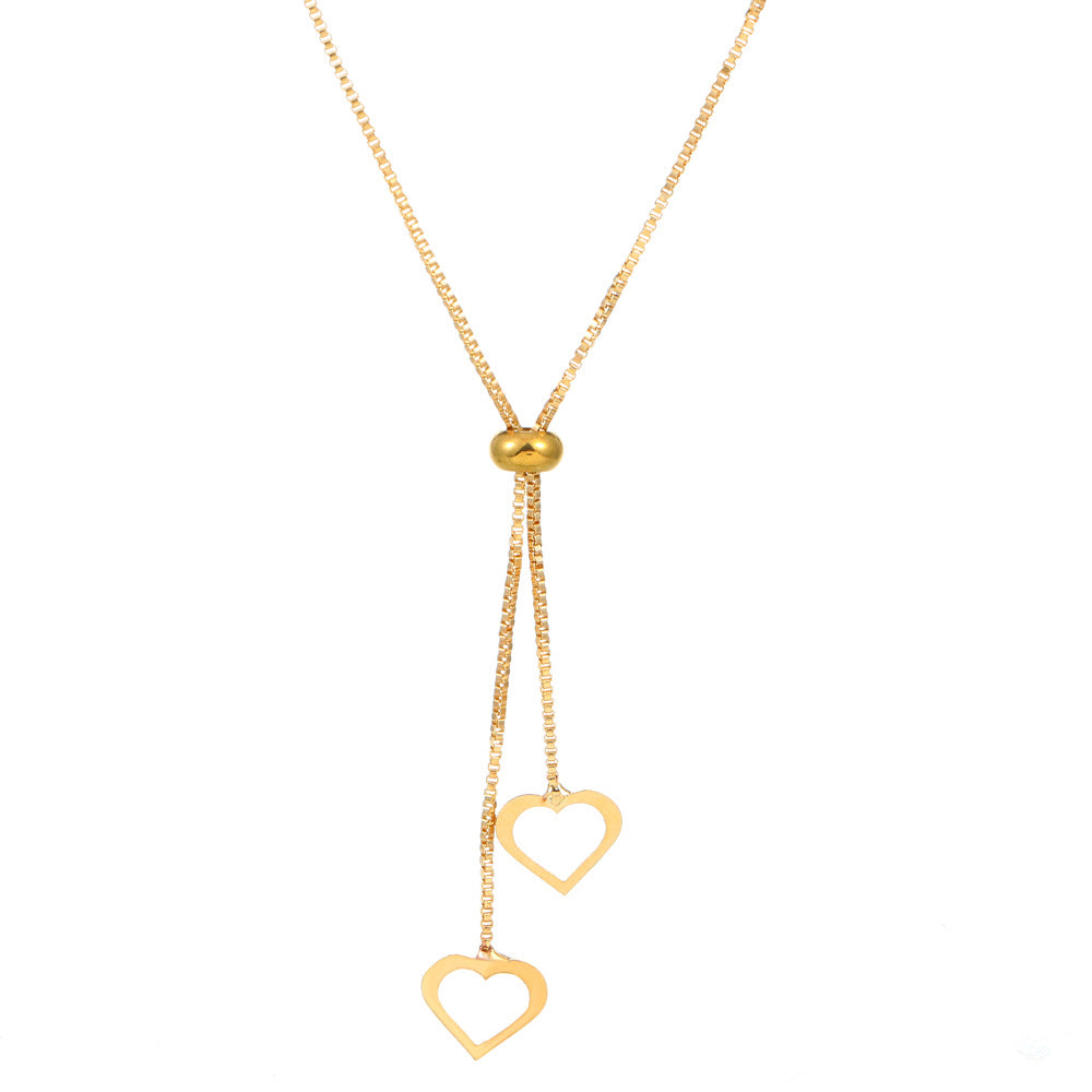 Titanium Steel Gold Plated Simple Style Classic Style Heart Shape Plating Pendant Necklace By Trendy Jewels