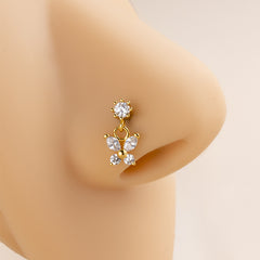 1 piece fashion butterfly stainless steel inlaid zircon nose studs By Trendy Jewels