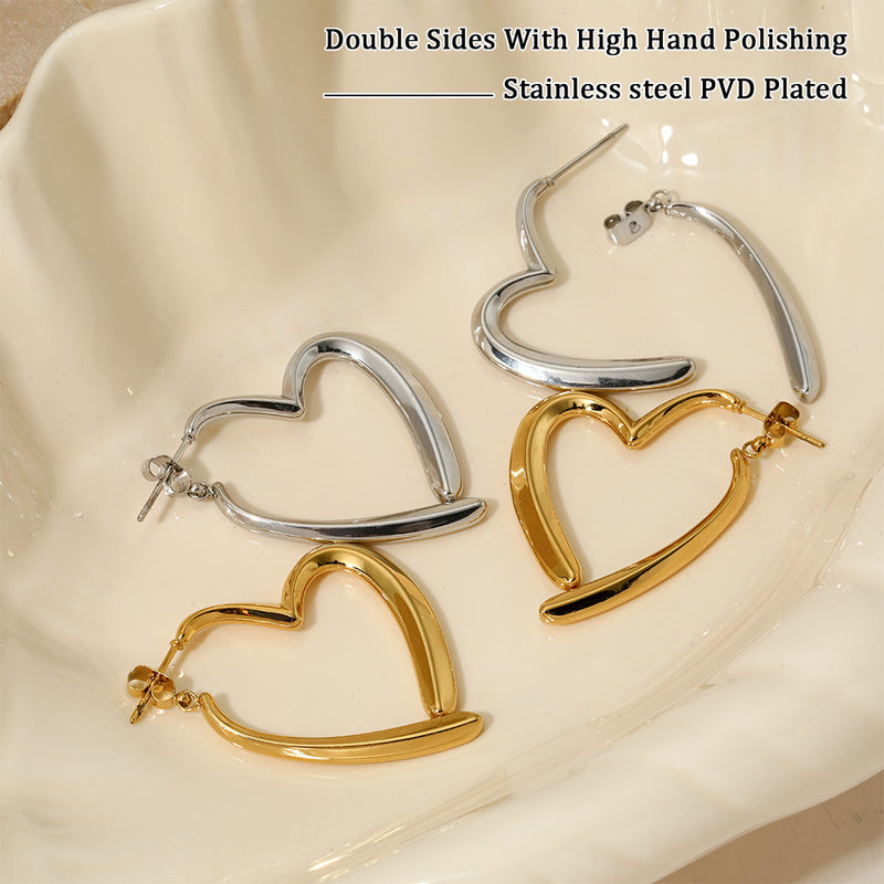 1 Pair Vintage Style Heart Shape Plating 304 Stainless Steel 16K Gold Plated White Gold Plated Gold Plated Drop Earrings By Trendy Jewels