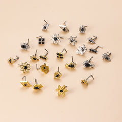 fashion geometric stainless steel inlay artificial pearls zircon nose studs By Trendy Jewels