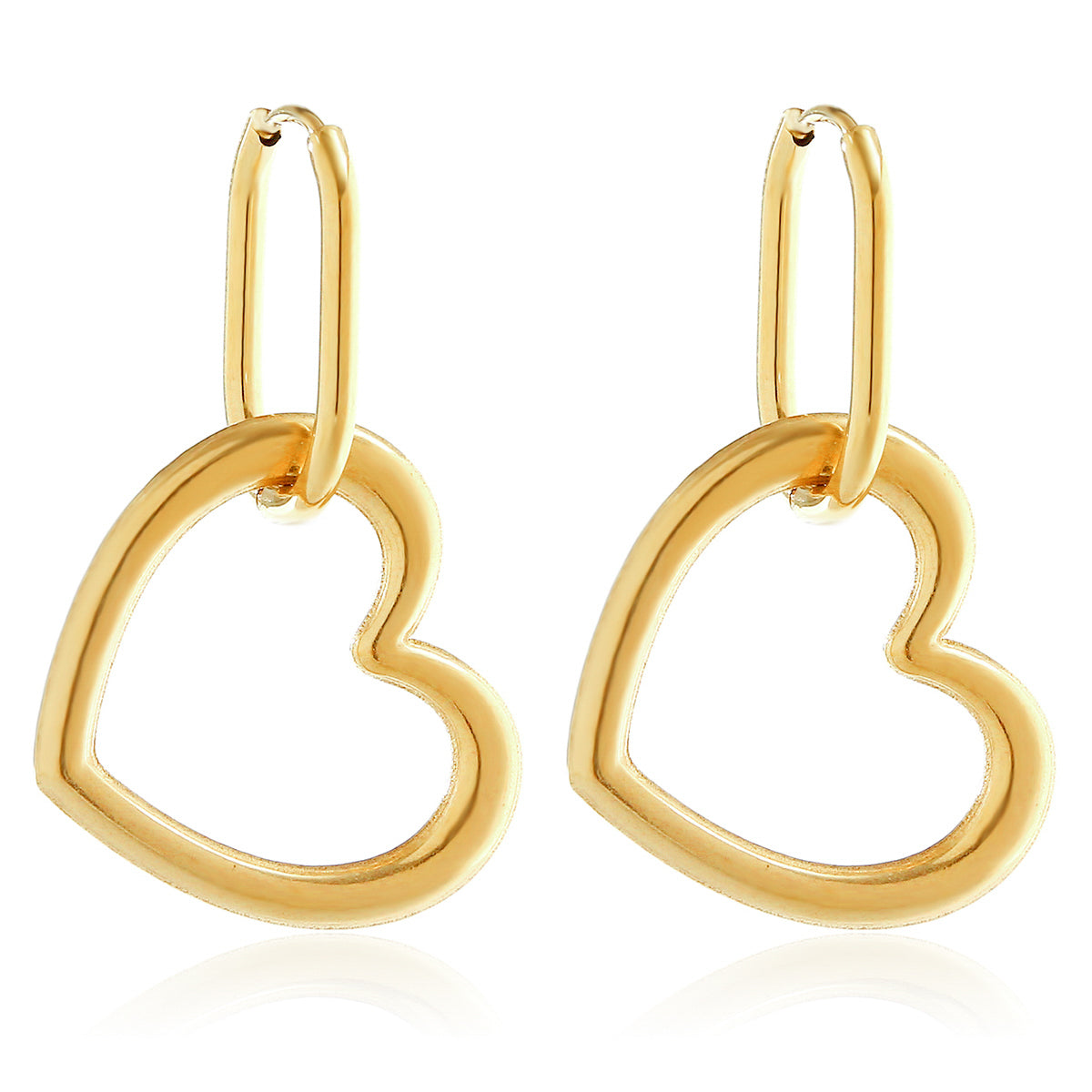 1 Pair Simple Style Artistic Heart Shape Stainless Steel Drop Earrings By Trendy Jewels