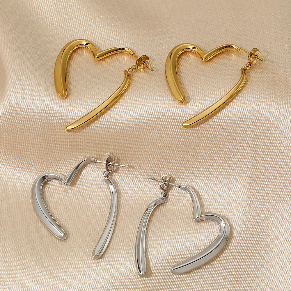 1 Pair Vintage Style Heart Shape Plating 304 Stainless Steel 16K Gold Plated White Gold Plated Gold Plated Drop Earrings By Trendy Jewels