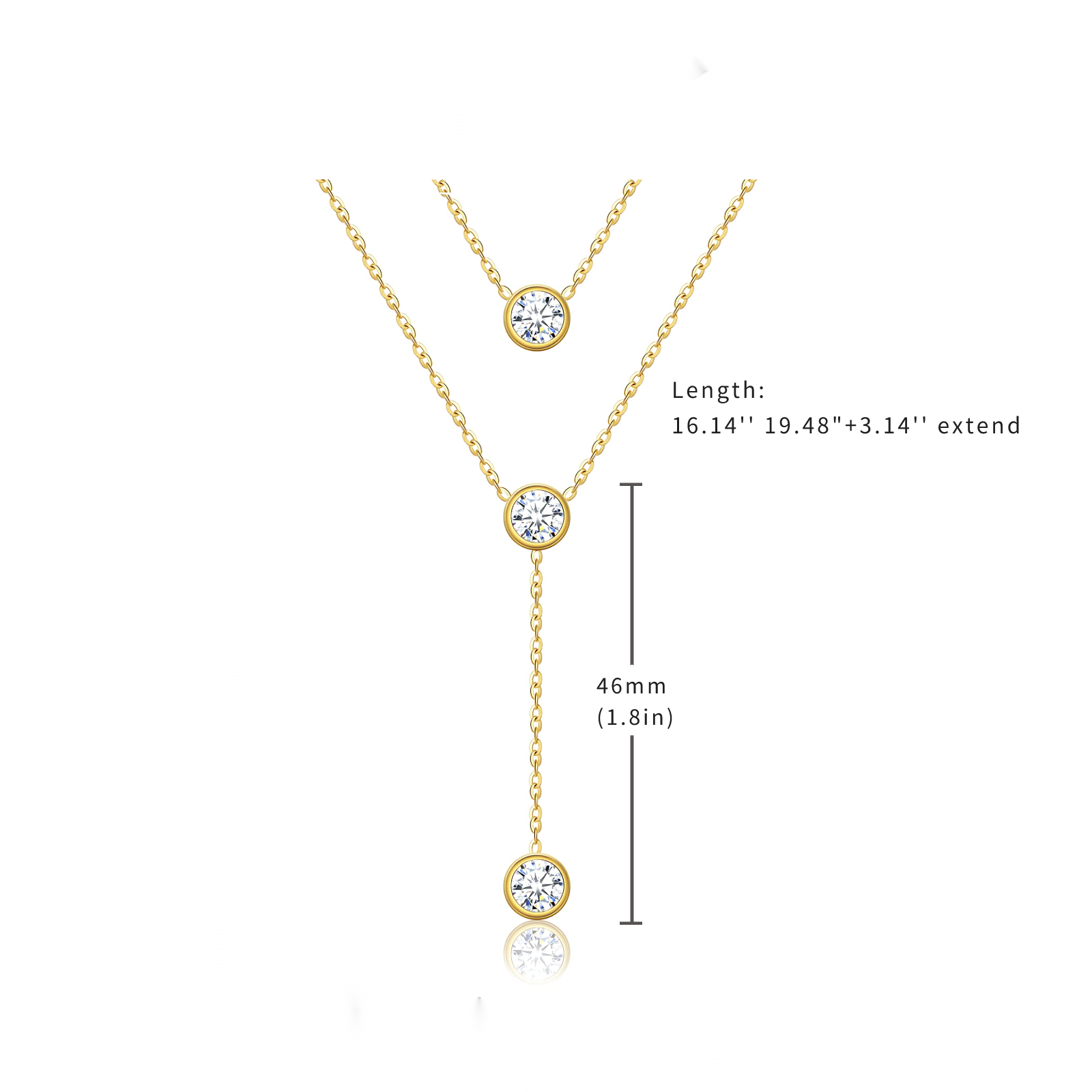 Stainless Steel Simple Style Solid Color Plating Inlay Zircon Double Layer Necklaces By Trendy Jewels