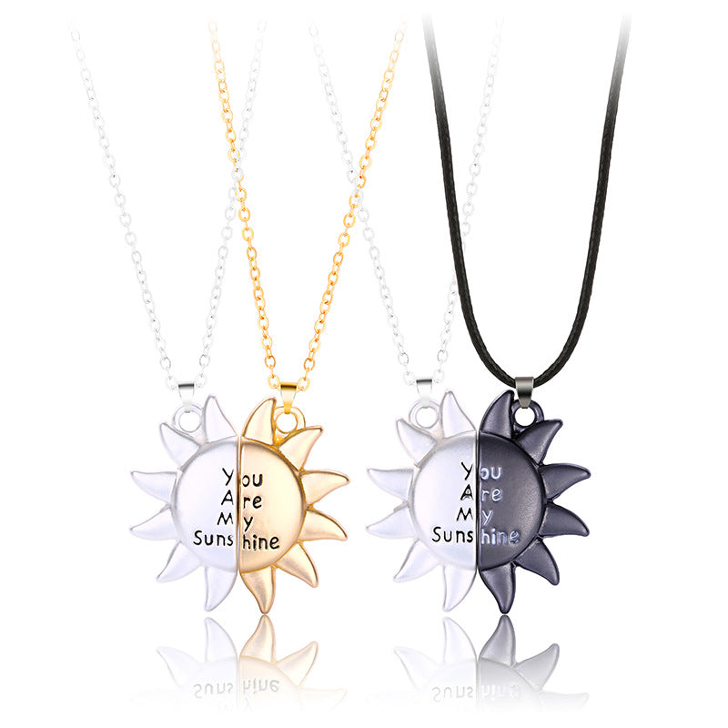 casual simple style sun alloy plating valentine's day couple pendant necklace By Trendy Jewels