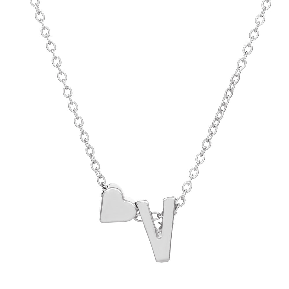 fashion love 26 english alphabet simple alloy necklace nhdp148728 By Trendy Jewels