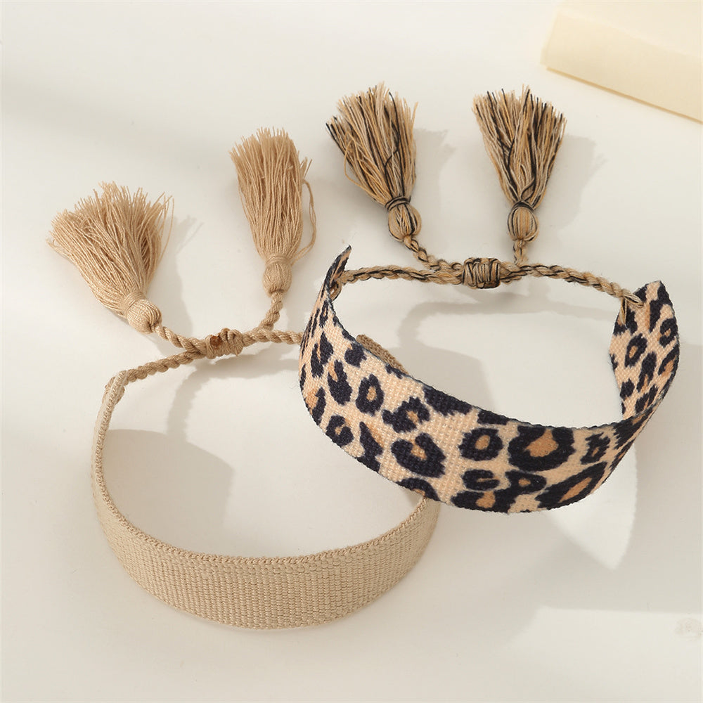 retro stripe fabric tassel braid unisex bracelets By Trendy Jewels