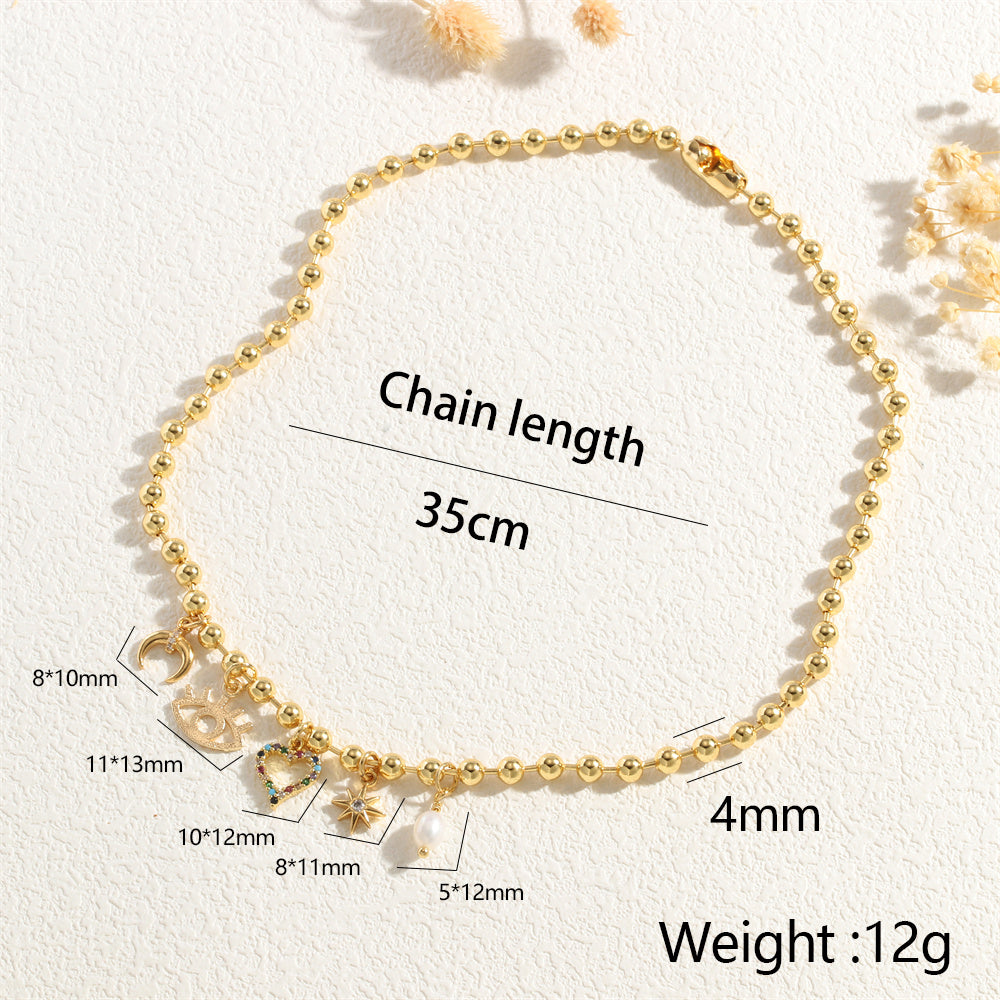 Copper 18K Gold Plated Simple Style Heart Shape Zircon Choker By Trendy Jewels