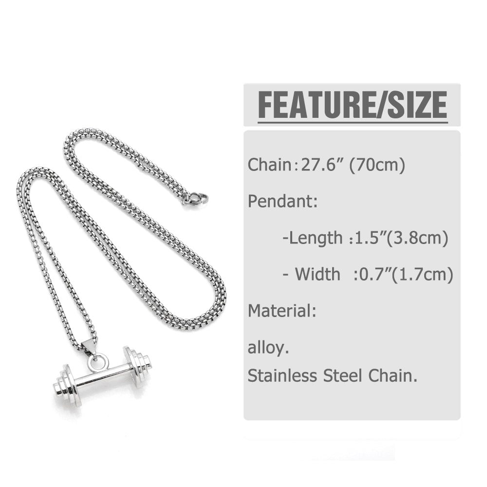 hip-hop punk dumbbell stainless steel alloy plating unisex pendant necklace long necklace By Trendy Jewels