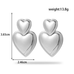 sweet simple style heart shape stainless steel plating inlay zircon 18k gold plated bracelets earrings necklace By Trendy Jewels