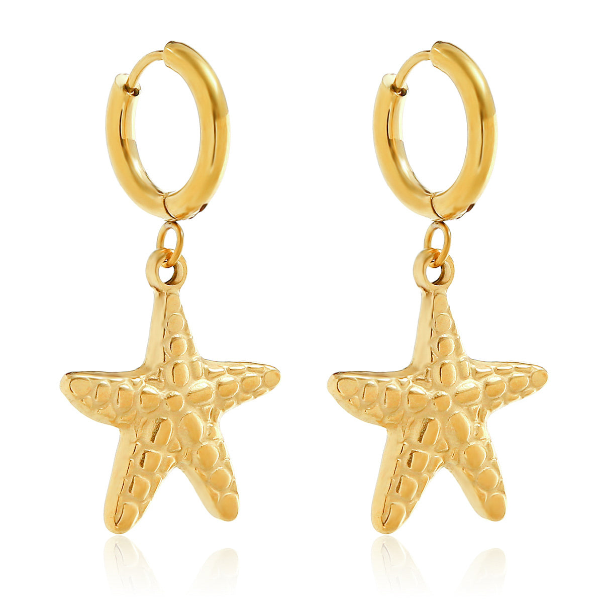 1 Pair Simple Style Classic Style Starfish 316 Stainless Steel Titanium Steel 18K Gold Plated Drop Earrings By Trendy Jewels