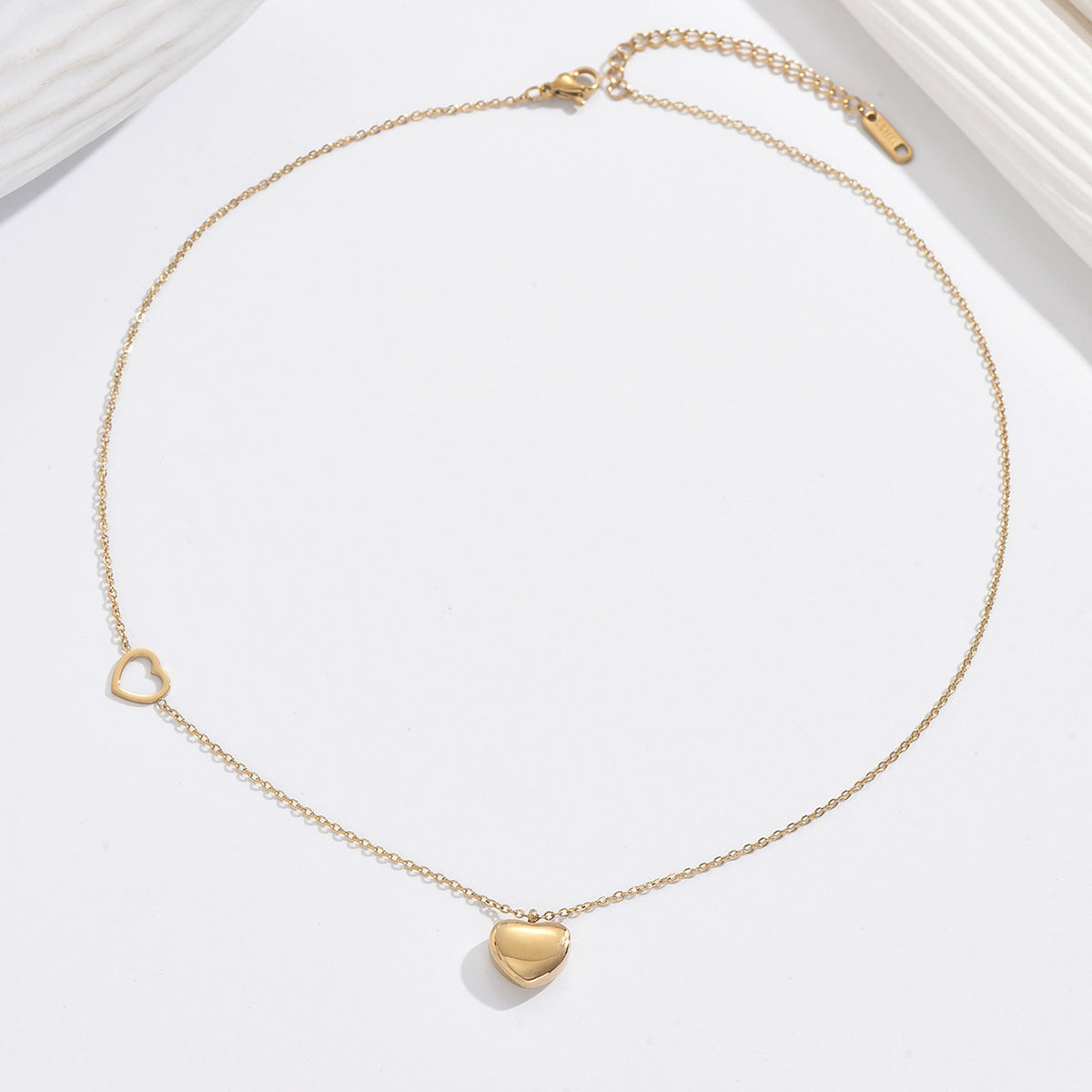 304 Stainless Steel 14K Gold Plated Elegant Romantic Classic Style Plating Heart Shape Double Layer Necklaces By Trendy Jewels