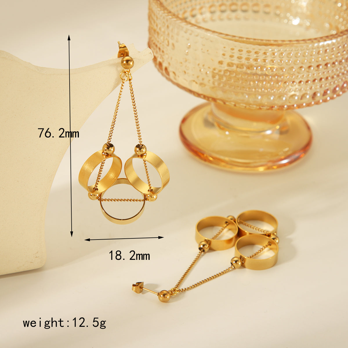 1 Pair IG Style Vintage Style Simple Style Round Tassel Solid Color Pearl Plating 304 Stainless Steel 18K Gold Plated Drop Earrings By Trendy Jewels