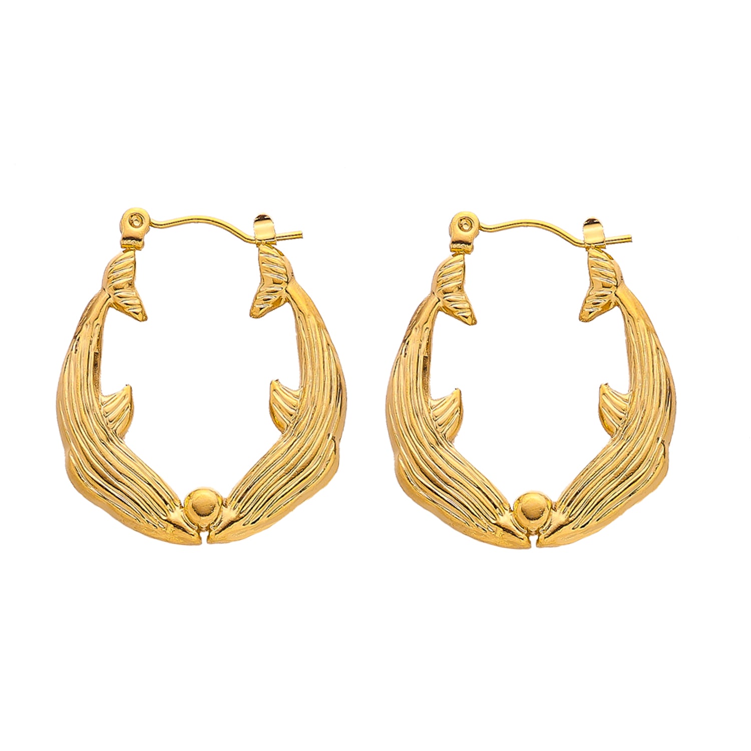 1 Pair Retro Simple Style Dolphin Fish Plating Titanium Steel 18K Gold Plated Hoop Earrings By Trendy Jewels