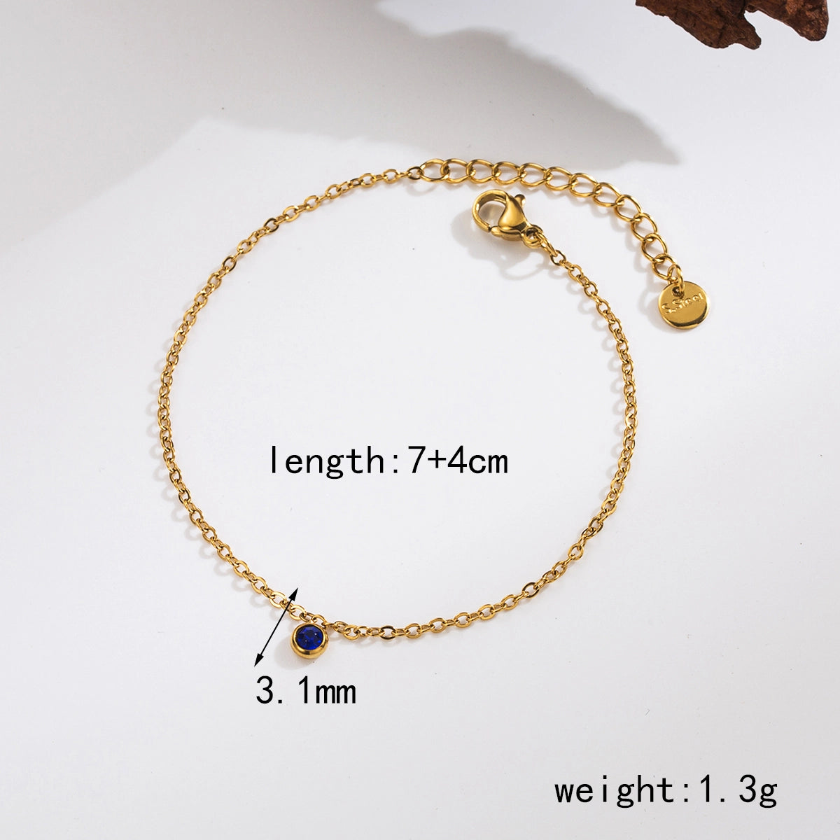 304 Stainless Steel 18K Gold Plated Vintage Style Simple Style Commute Inlay Round Zircon Bracelets By Trendy Jewels