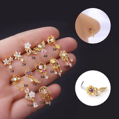 fashion flower titanium steel plating nose studs By Trendy Jewels