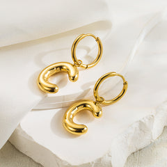 1 pair simple style letter plating stainless steel 18k gold plated ear clip By Trendy Jewels