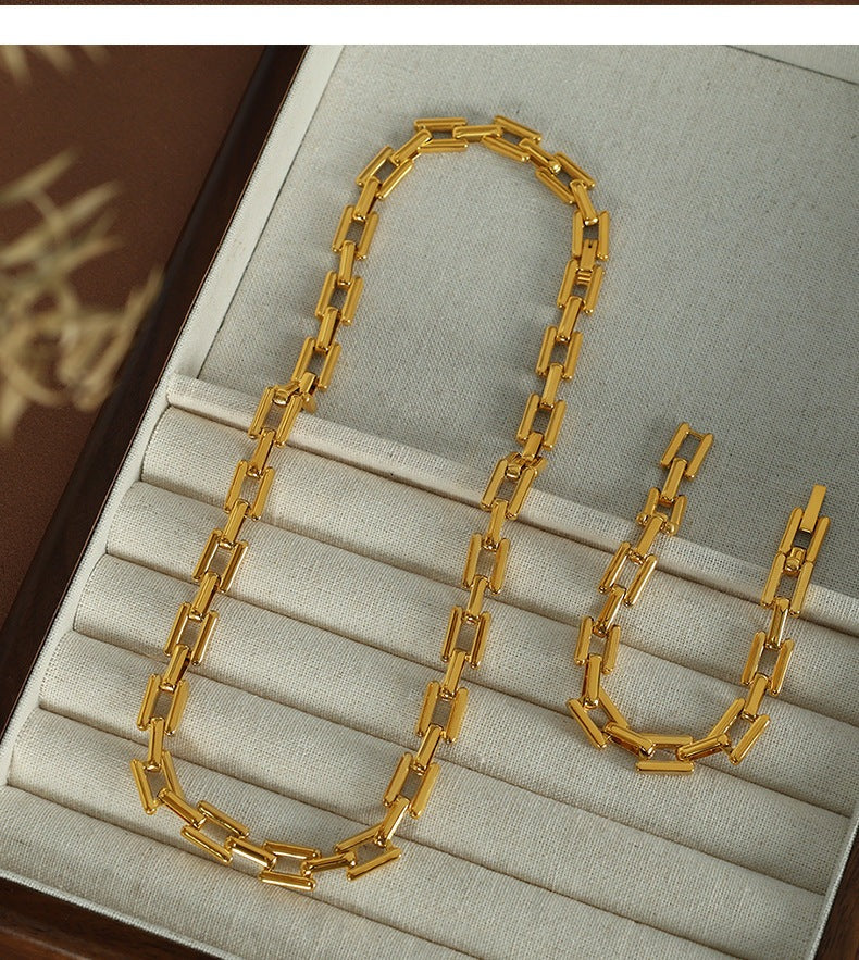 Titanium Steel Simple Style Geometric Plating Bracelets Necklace By Trendy Jewels