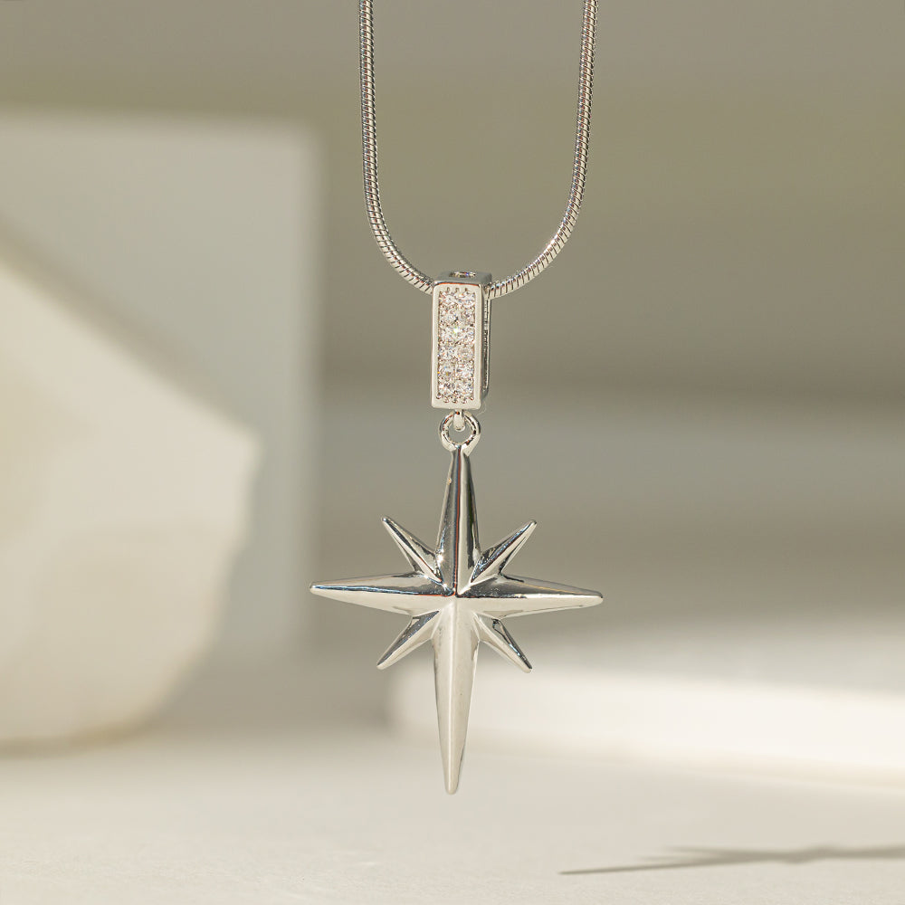 Titanium Steel 18K Gold Plated Simple Style Star Inlay Zircon Pendant Necklace By Trendy Jewels