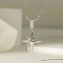 Titanium Steel 18K Gold Plated Simple Style Star Inlay Zircon Pendant Necklace By Trendy Jewels