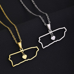 Stainless Steel Casual Simple Style Plating Hollow Out Map Heart Shape Pendant Necklace Long Necklace By Trendy Jewels